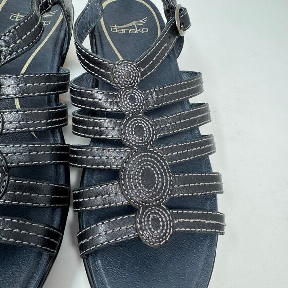 Dansko Drea Leather Fisherman Sandals 38 8 Strappy Wedge Slingback Comfort - Picture 4 of 11